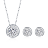 Bubble Series S925 Silver Plated Platinum Moissanite Pendant Earnail Bracelet Set 3